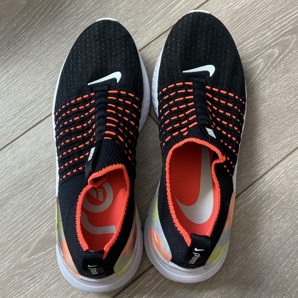 Nike Women’s Slip-On Knit Trainers — Black, Orange & White - Picture 4 of 8